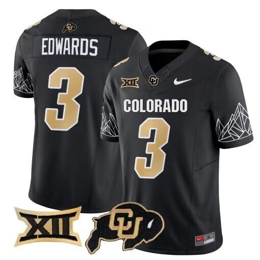 Men Sanders Buffaloes #3 Edwards black 2024 Nike NCAA jersey